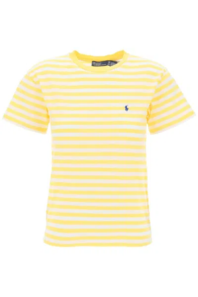 Polo Ralph Lauren Striped Crewneck T Shirt In Yellow
