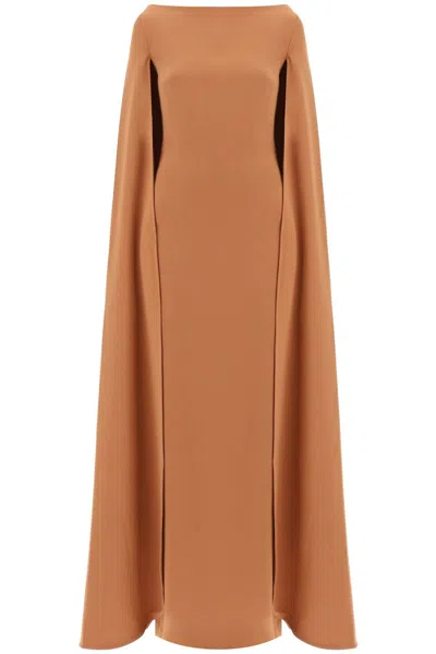 Solace London Maxi Dress Sadie With Cape Sleeves In Brown