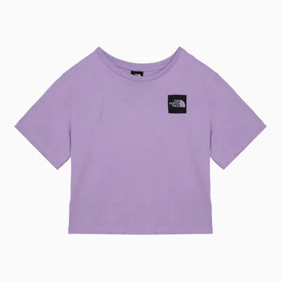 The North Face Lilac Cotton Cropped T Shirt With Logo In Purple