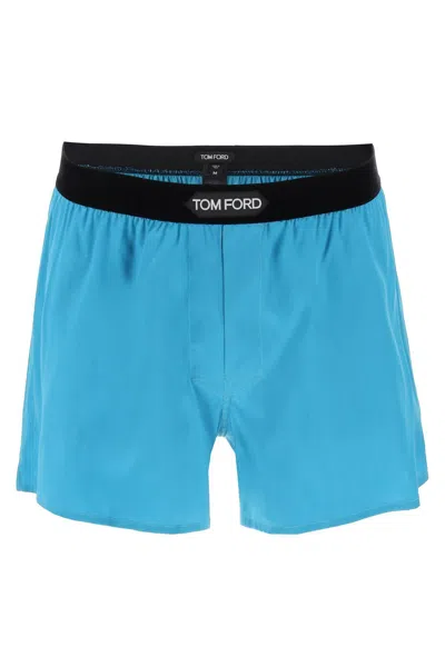 Tom Ford Silk Boxer Set In Light Blue