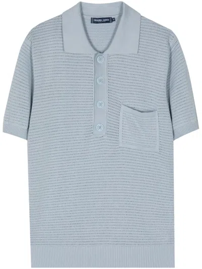 Frescobol Carioca Clemente Crochet-knit Polo Shirt In Blue