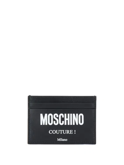 Moschino Logo Print Cardholder In Black