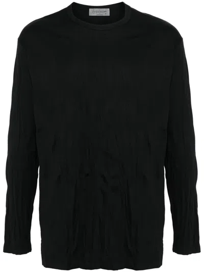 Yohji Yamamoto Creased Long-sleeved T-shirt In Black