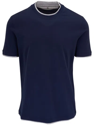 Brunello Cucinelli Crew-neck Cotton T-shirt In Blue