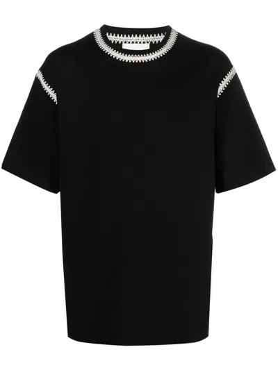Nanushka Crochet-trim Crew-neck T-shirt In Black