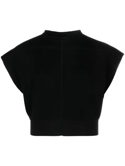 Rick Owens Cropped Fine-knit Top In Black