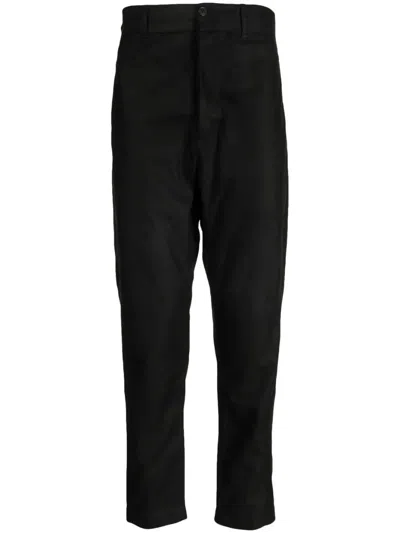 Ann Demeulemeester Cropped Leather Trousers In Black
