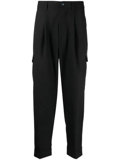 Kiton Cropped Tapered Trousers In Black