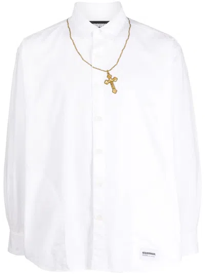 Neighborhood Cross-embroidered Cotton Shirt In White