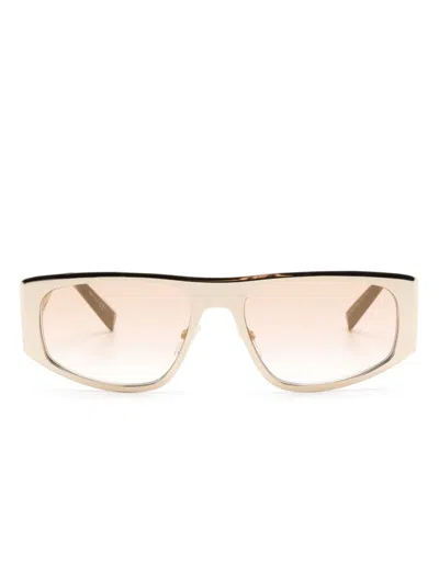 Givenchy Cutout-logo Rectangle-frame Sunglasses In Neutral
