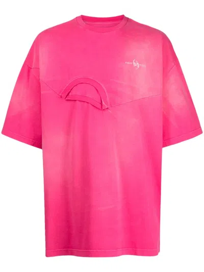 Feng Chen Wang Deconstructed Cotton T-shirt In Pink