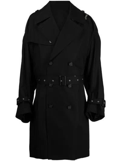Takahiromiyashita The Soloist Decorative-zip Belted Trench Coat In Black