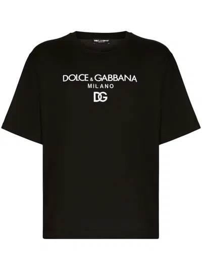 Dolce & Gabbana Dg Essentials Logo-embroidered T-shirt In Black