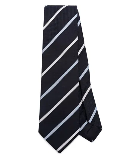 Tagliatore Diagonal-stripe Silk Tie In Blue