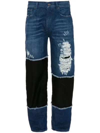 Jw Anderson Distressed Straight-leg Jeans In Blue