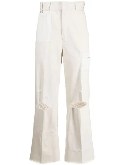 Undercover Distressed Straight-leg Trousers In Grey