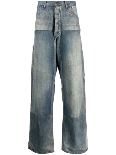 Saint Mxxxxxx Distressed-effect High-rise Wide-leg Jeans In Blue