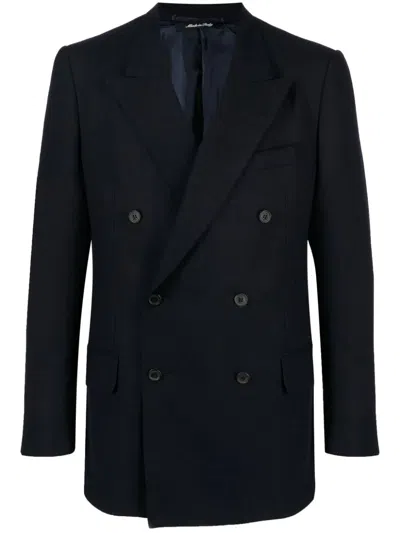 Dunhill Double-breasted Blazer In Blue