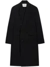 Ami Alexandre Mattiussi Double Breast Wool Gabardine Coat In Black