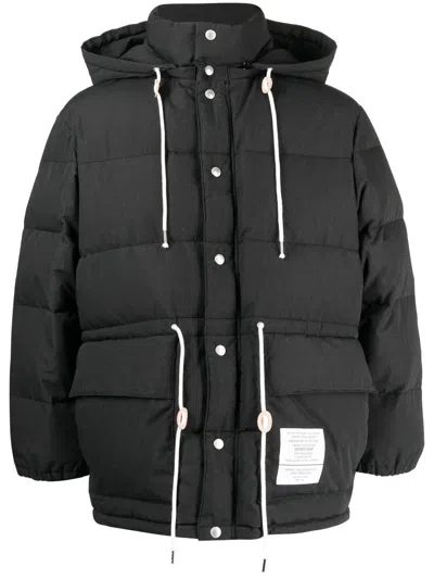 Neighborhood Drawstring-fastened Padded Jacket In 黑色