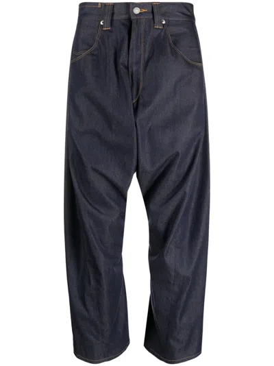Junya Watanabe Drop-crotch Cropped Jeans In Blue