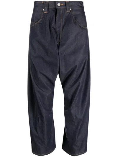 Junya Watanabe Drop-crotch Cropped Jeans In Blau