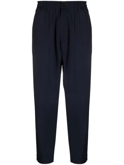 4sdesigns Elasticated-waistband Tapered Trousers In Blue