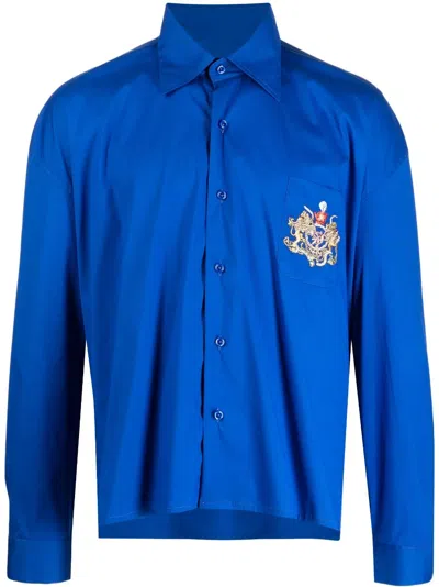 Liberal Youth Ministry Long-sleeve Embroidered Shirt In Blue