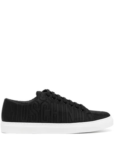 Moschino Embroidered-logo Low-top Trainers In Black