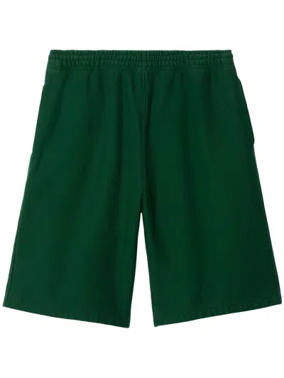 Burberry Equestrian Knight-logo Cotton Shorts In Green