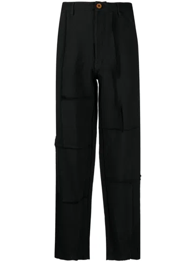 Comme Des Garçons Shirt Exposed-seam Straight-leg Trousers In Black