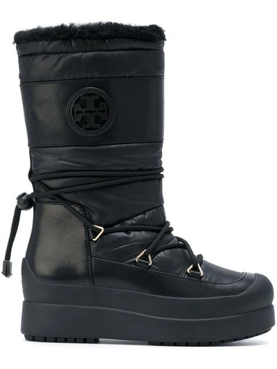 Tory Burch Cliff Genuine Shearling Lined Boot In Black-black