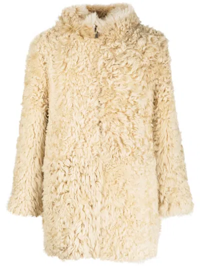 Erl Faux-fur Hooded Coat In Brown