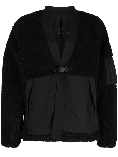 Maharishi Faux-shearling Panelled Jacket In Black