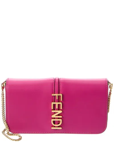 Fendi Logo Lettering Chain In Pink