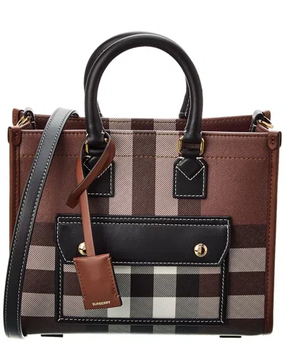 Burberry Women's Mini Freya Check Tote In Brown