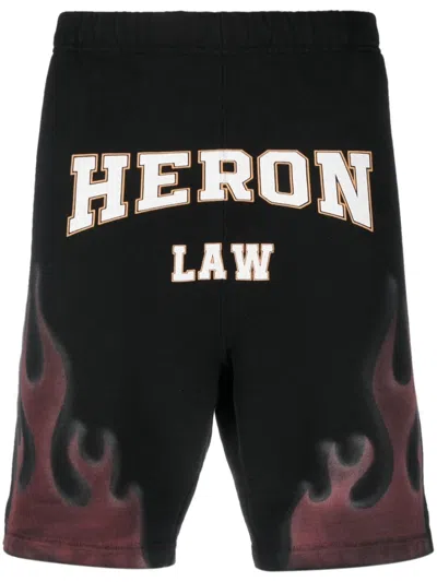 Heron Preston Flame-print Cotton Shorts In Black