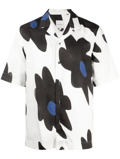 Paul Smith Floral-print Short-sleeve Shirt In Black