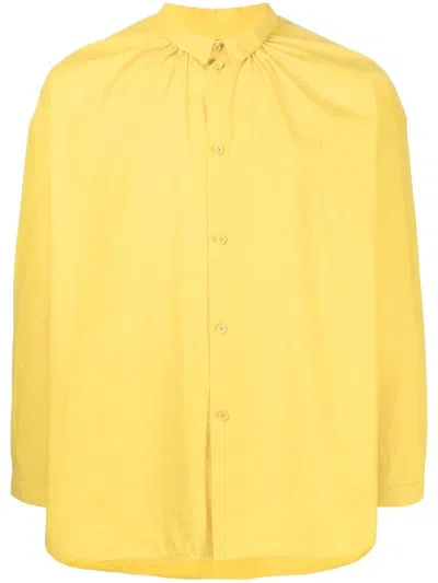 Toogood Gathered Long-sleeve Linen Shirt In Yellow
