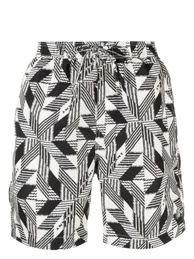 Isabel Marant Geometric Print Swim Shorts In Black
