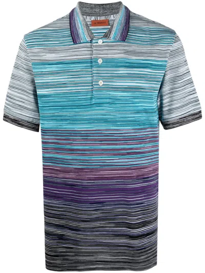 Missoni Gradient-effect Polo Shirt In Blue