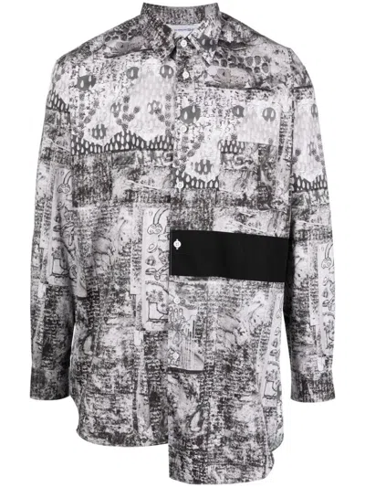 Comme Des Garçons Shirt Graphic-print Asymmetric Shirt In Grey