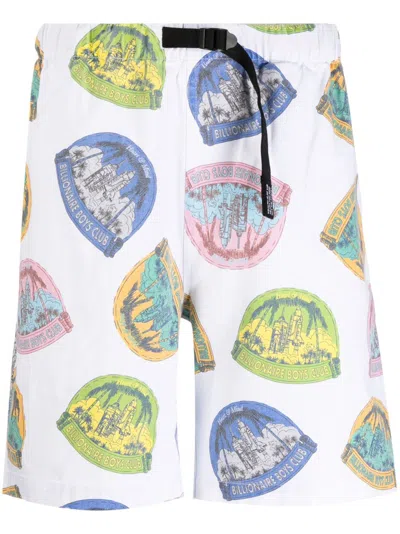 Billionaire Boys Club Cotton Launchpad Print Shorts In White