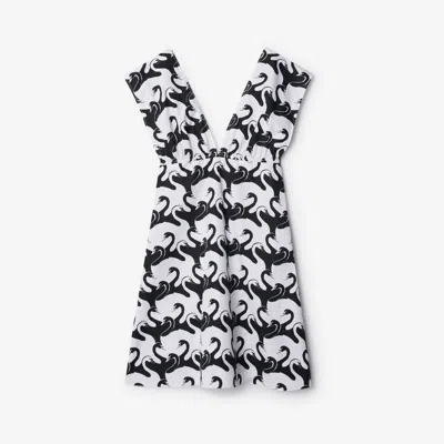 Burberry Swan Cotton Dress In Monochrome