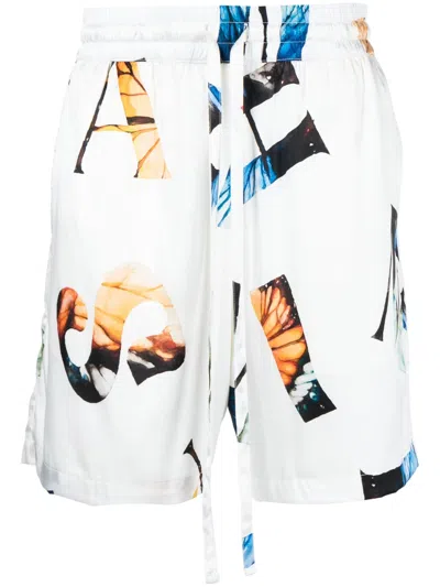 Nahmias Silk Patterned Shorts In Weiss