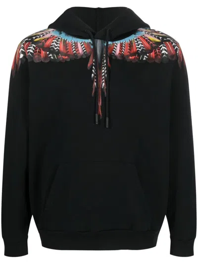 Marcelo Burlon County Of Milan Grizzly Wings Cotton Hoodie In Black
