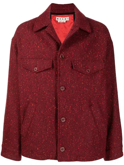 Marni Herringbone-effect Jacket In 红色