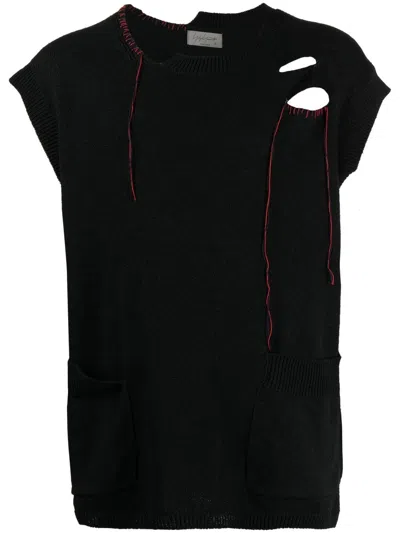 Yohji Yamamoto Hole-detail Sleeveless Waistcoat In Black