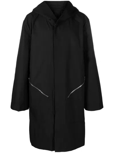 Rick Owens Hooded Oversized Raincoat In Black