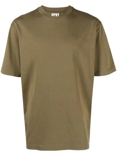 Heron Preston Green Cotton Crew-neck T-shirt In Olive Orange
